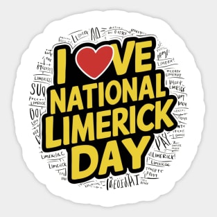 I Love National Limerick Day Sticker